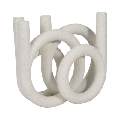 15" Looped 4 - taper Candleholder, White - Al Rugaib Furniture