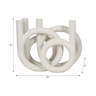 15" Looped 4 - taper Candleholder, White - Al Rugaib Furniture