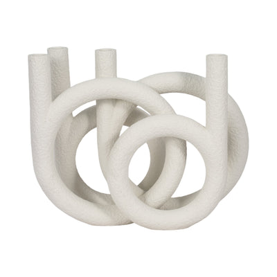 15" Looped 4 - taper Candleholder, White - Al Rugaib Furniture