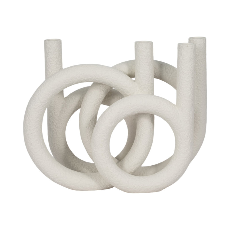 15" Looped 4 - taper Candleholder, White - Al Rugaib Furniture