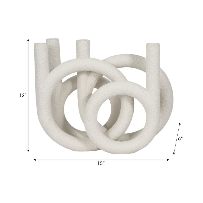 15" Looped 4 - taper Candleholder, White - Al Rugaib Furniture