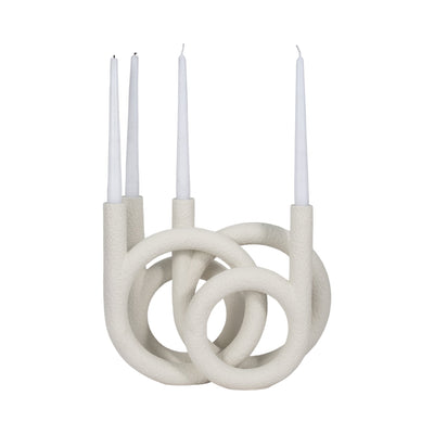 15" Looped 4 - taper Candleholder, White - Al Rugaib Furniture