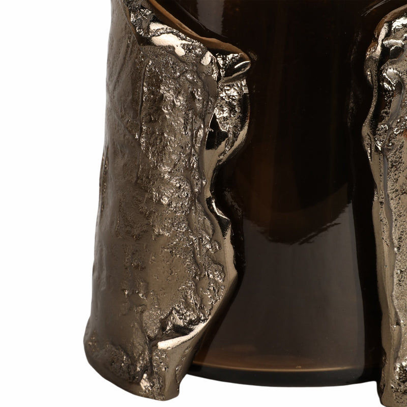 15" MAPUTO LG CANDLE HOLDER GLASS, BROWN - Al Rugaib Furniture