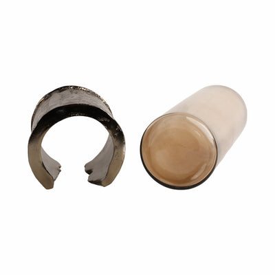 15" MAPUTO LG CANDLE HOLDER GLASS, BROWN - Al Rugaib Furniture