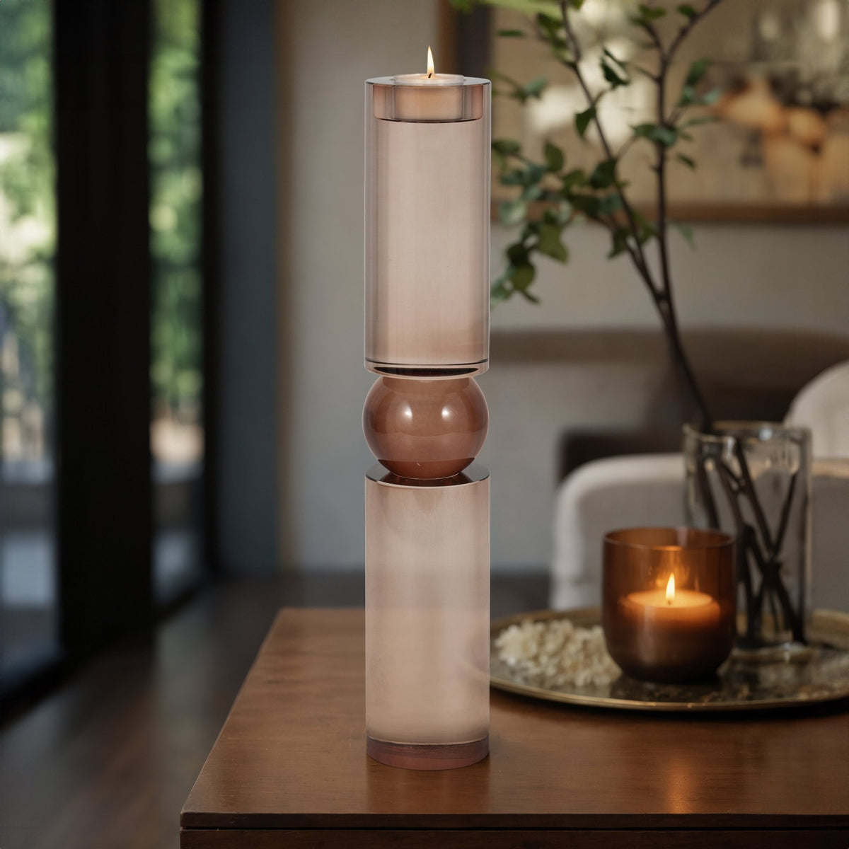 15" MARLA SMALL BRONZE CRYSTAL CANDLESTICK Table Decors| Sagebrook Home