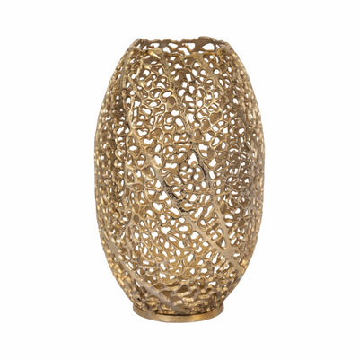 15" Meadow Metal Urn Shape Vase, Gold - Al Rugaib Furniture