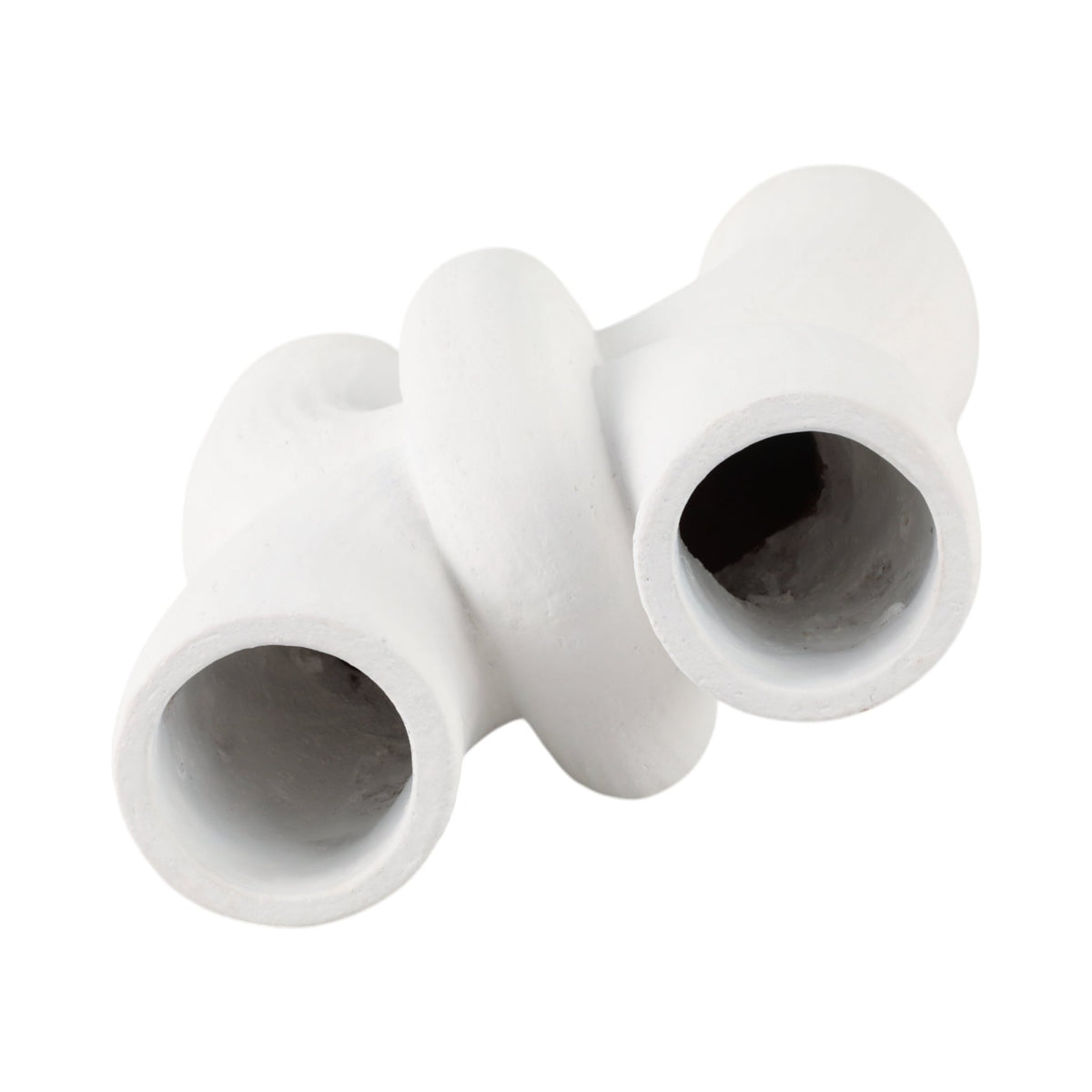 15" MODERN X SHAPE TERRACOTTA VASE, WHITE Vases and Jars| Sagebrook Home