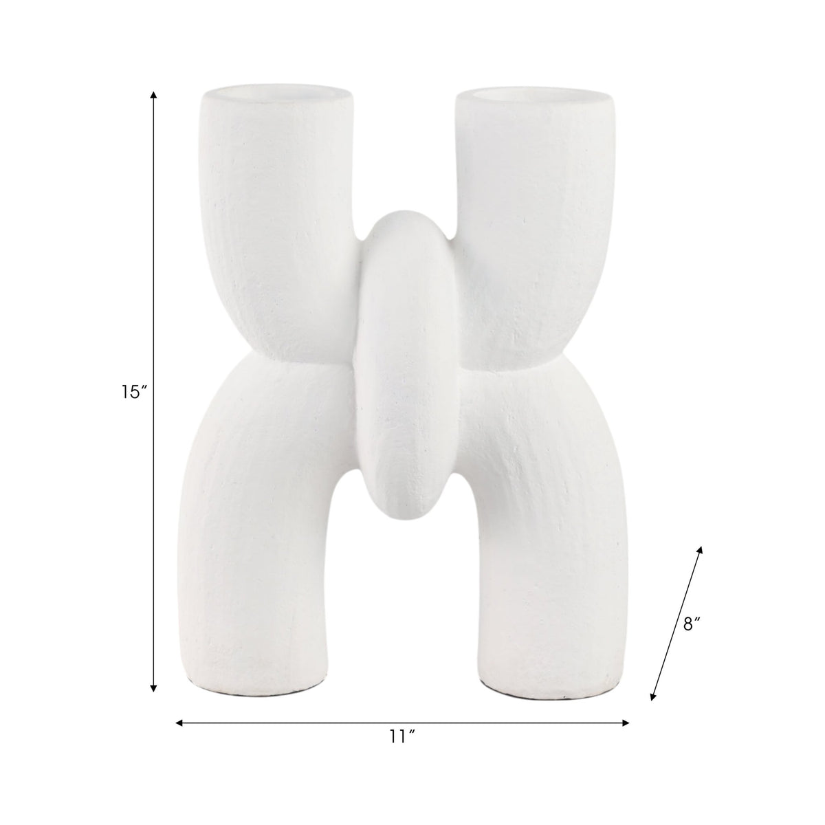 15" MODERN X SHAPE TERRACOTTA VASE, WHITE Vases and Jars| Sagebrook Home