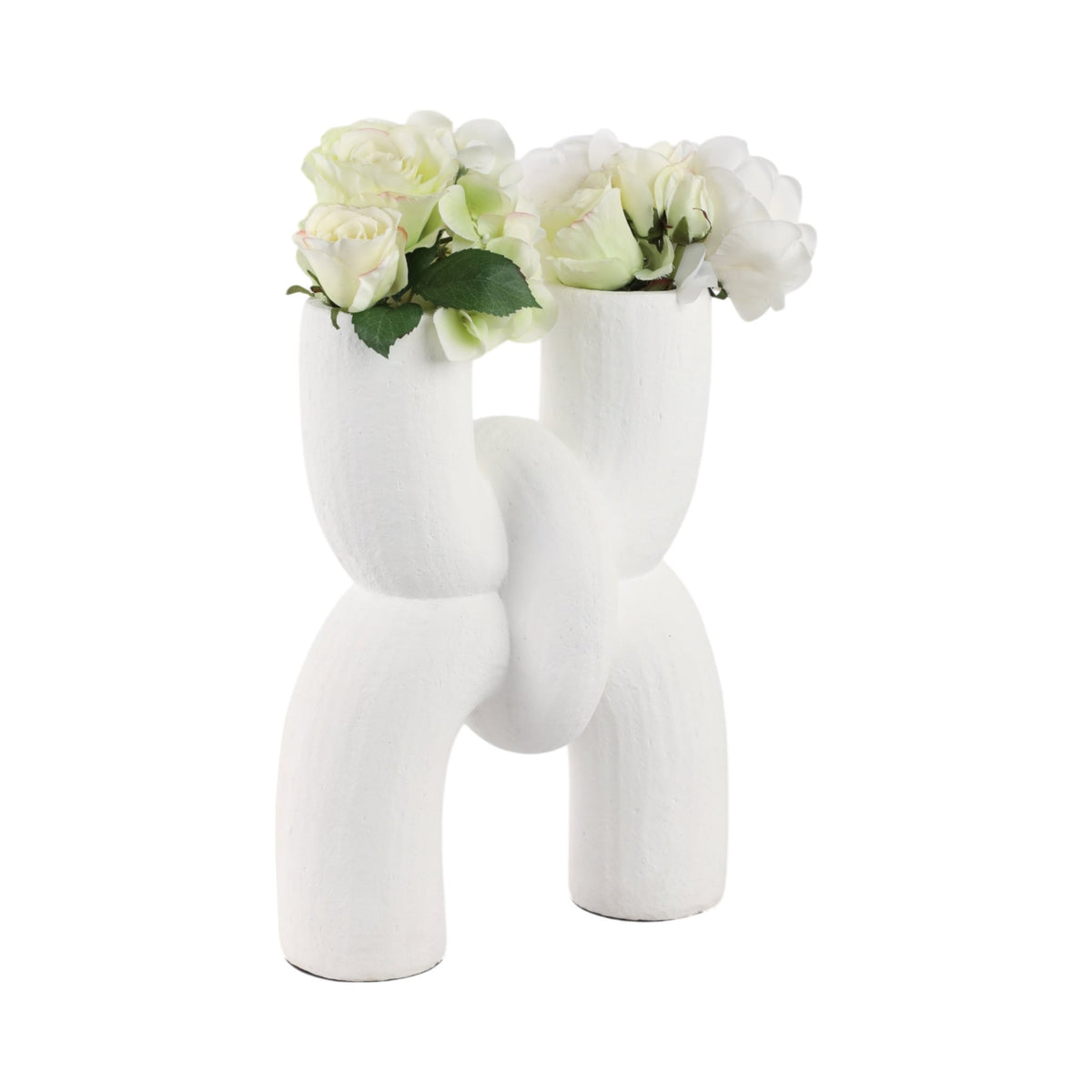 15" MODERN X SHAPE TERRACOTTA VASE, WHITE Vases and Jars| Sagebrook Home