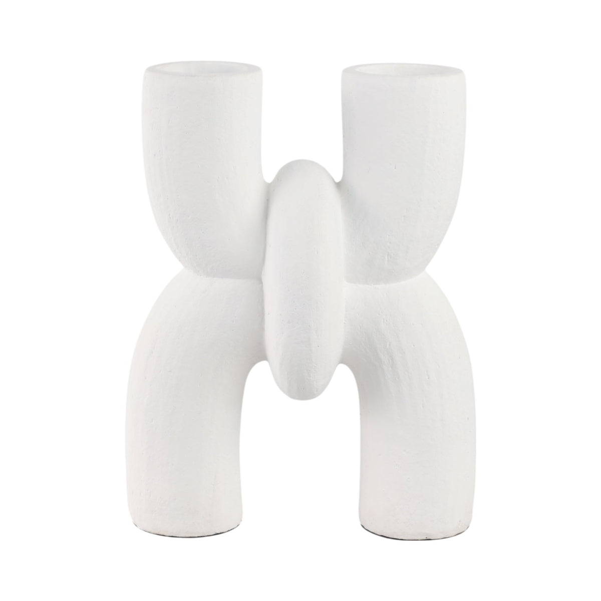 15" MODERN X SHAPE TERRACOTTA VASE, WHITE Vases and Jars| Sagebrook Home