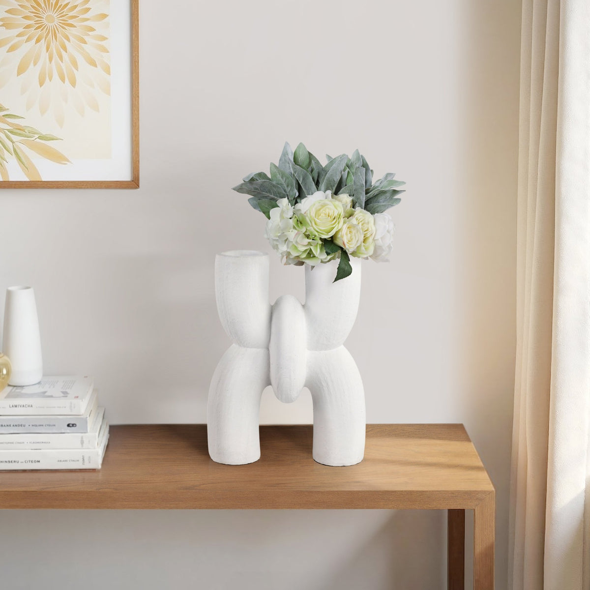 15" MODERN X SHAPE TERRACOTTA VASE, WHITE Vases and Jars| Sagebrook Home