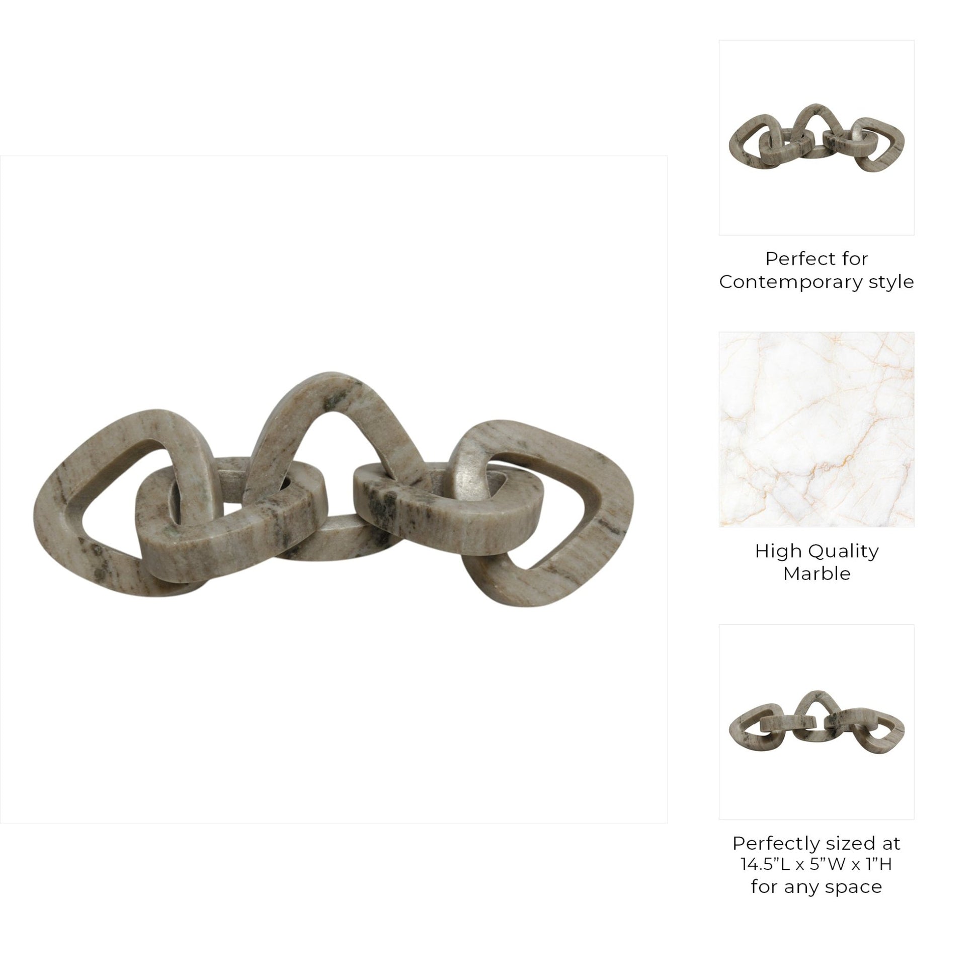 15" Mollin Carved Marble Chain Object Table Decors| Sagebrook Home