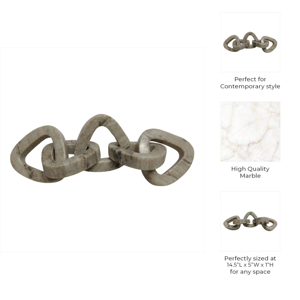 15" Mollin Carved Marble Chain Object Table Decors| Sagebrook Home