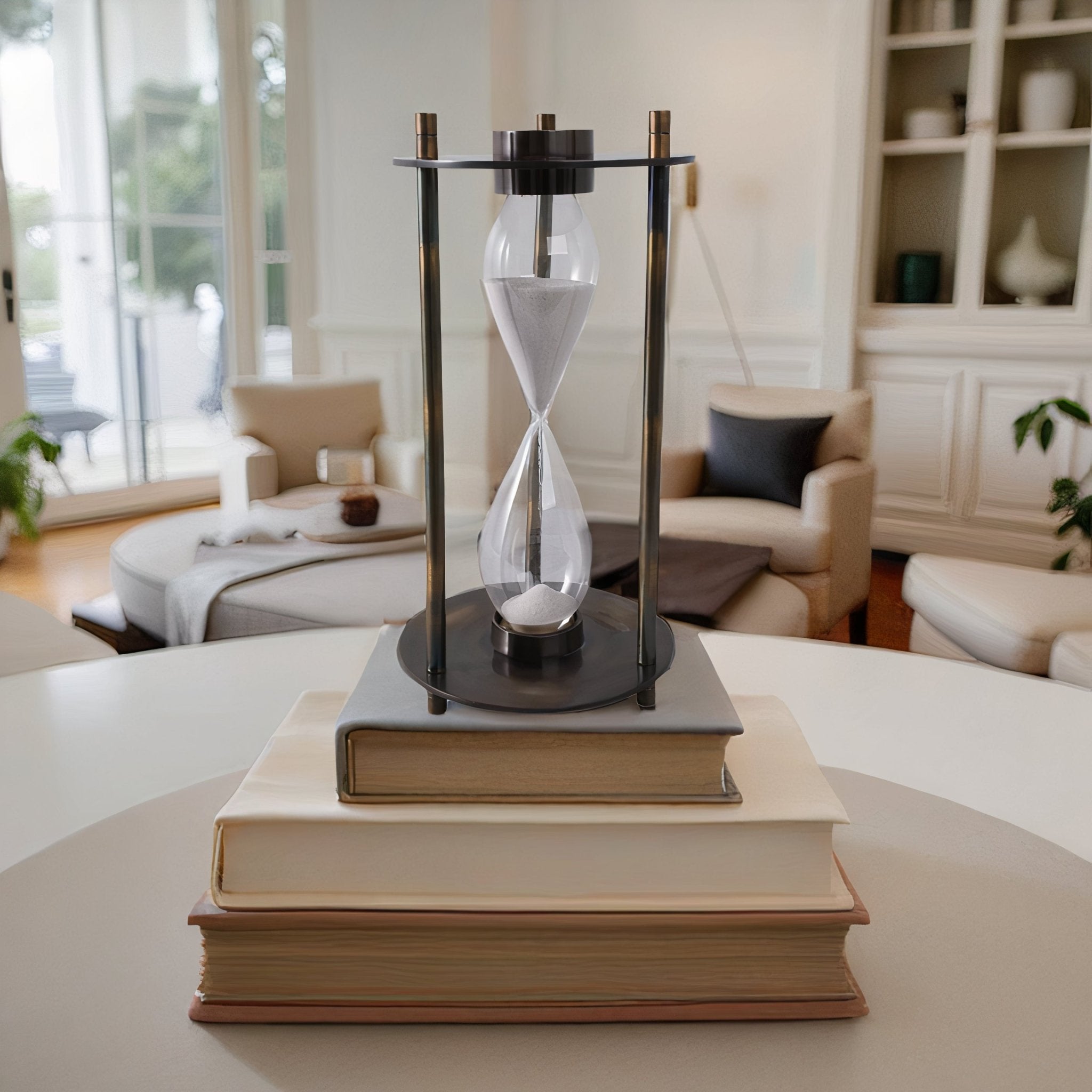 15" PERTH BRONZE ALUMINUM COMPASS HOURGLASS Table Decors| Sagebrook Home