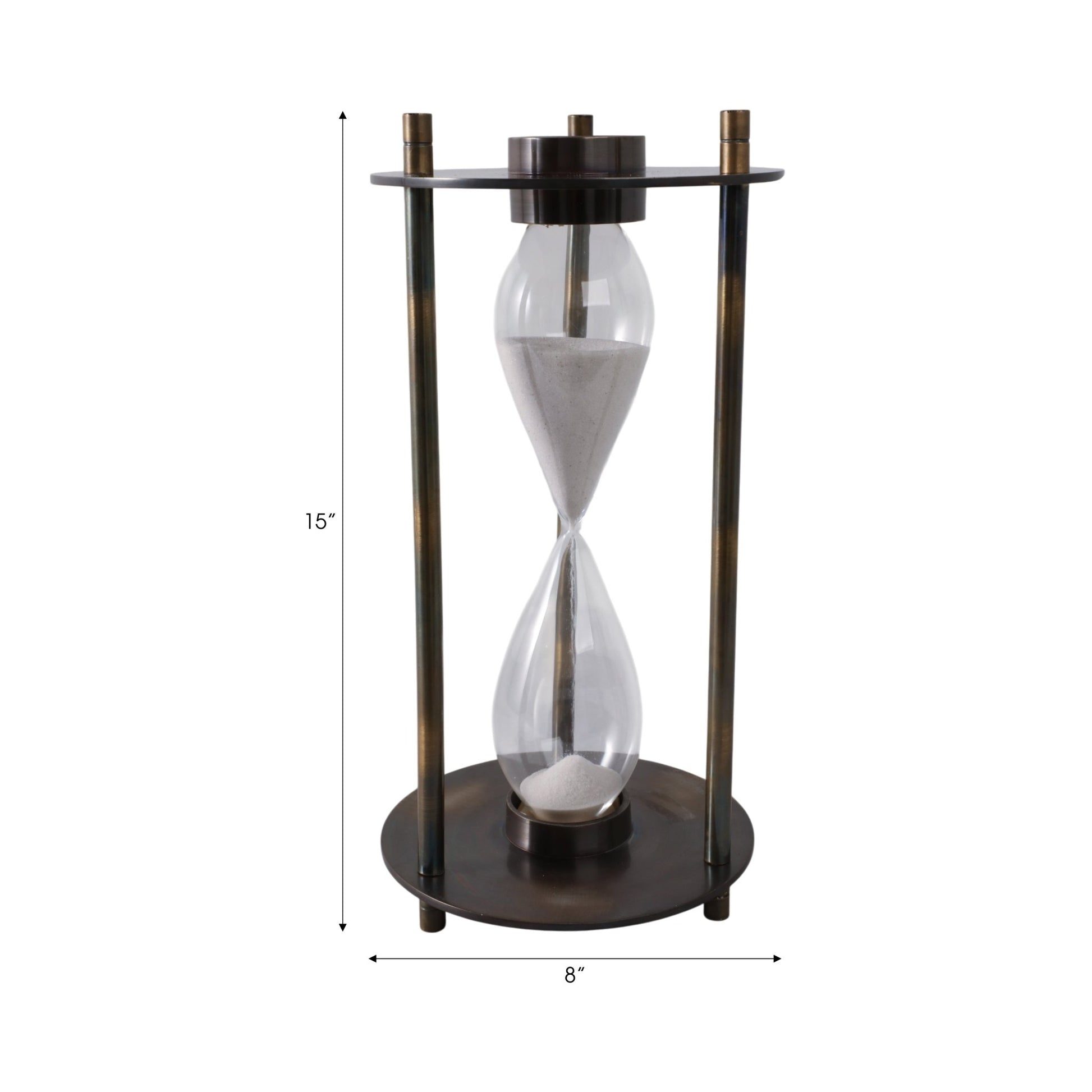 15" PERTH BRONZE ALUMINUM COMPASS HOURGLASS Table Decors| Sagebrook Home