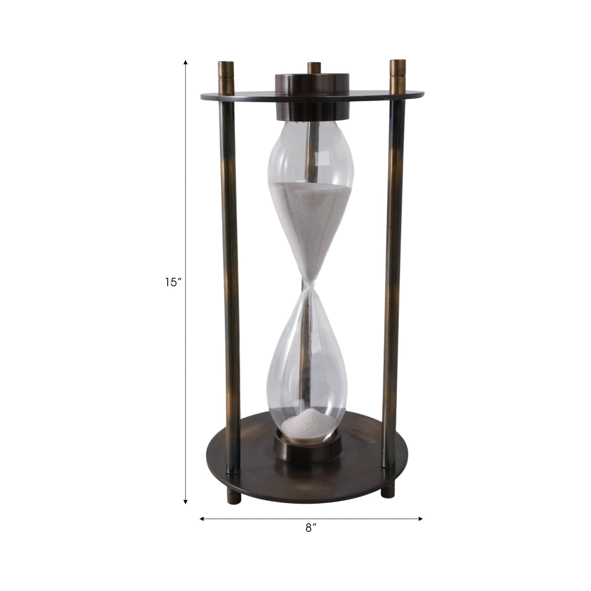 15" PERTH BRONZE ALUMINUM COMPASS HOURGLASS Table Decors| Sagebrook Home