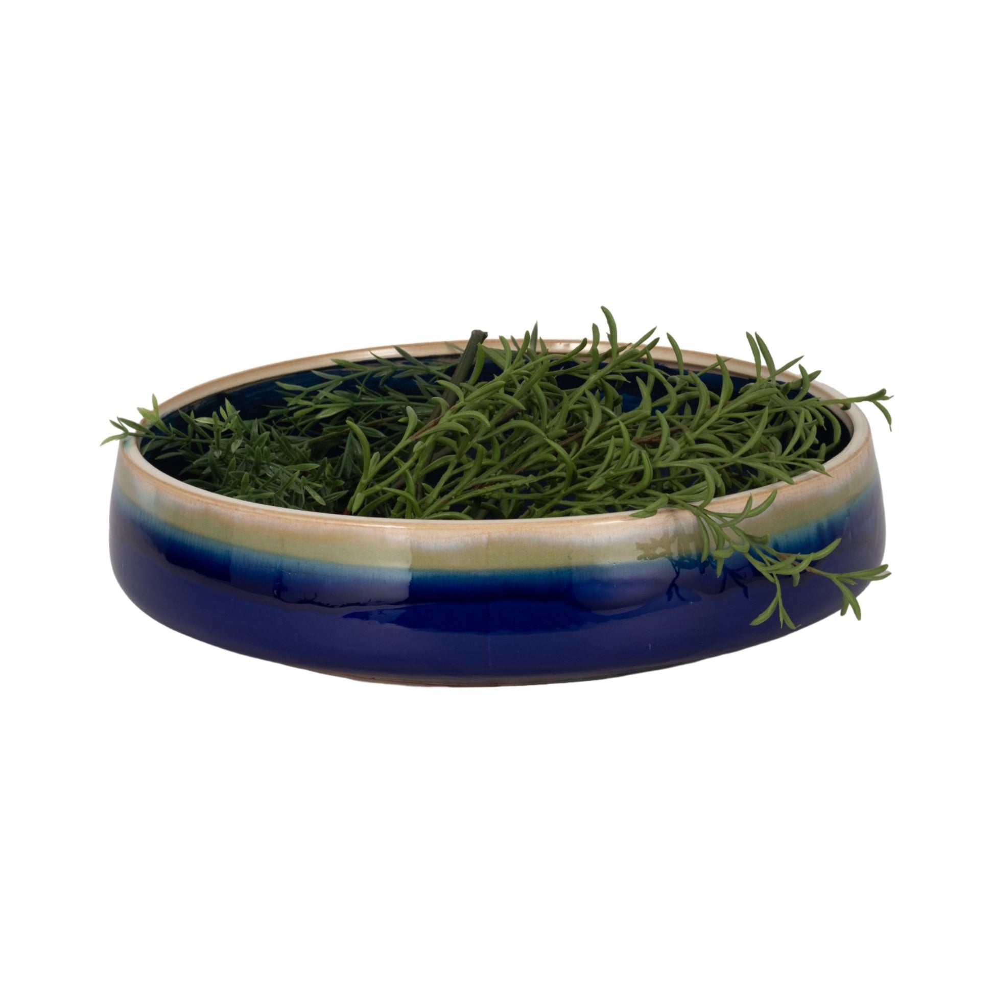 15" Reactive Succulent Planter Bowl, Blue/white Planter| Sagebrook Home