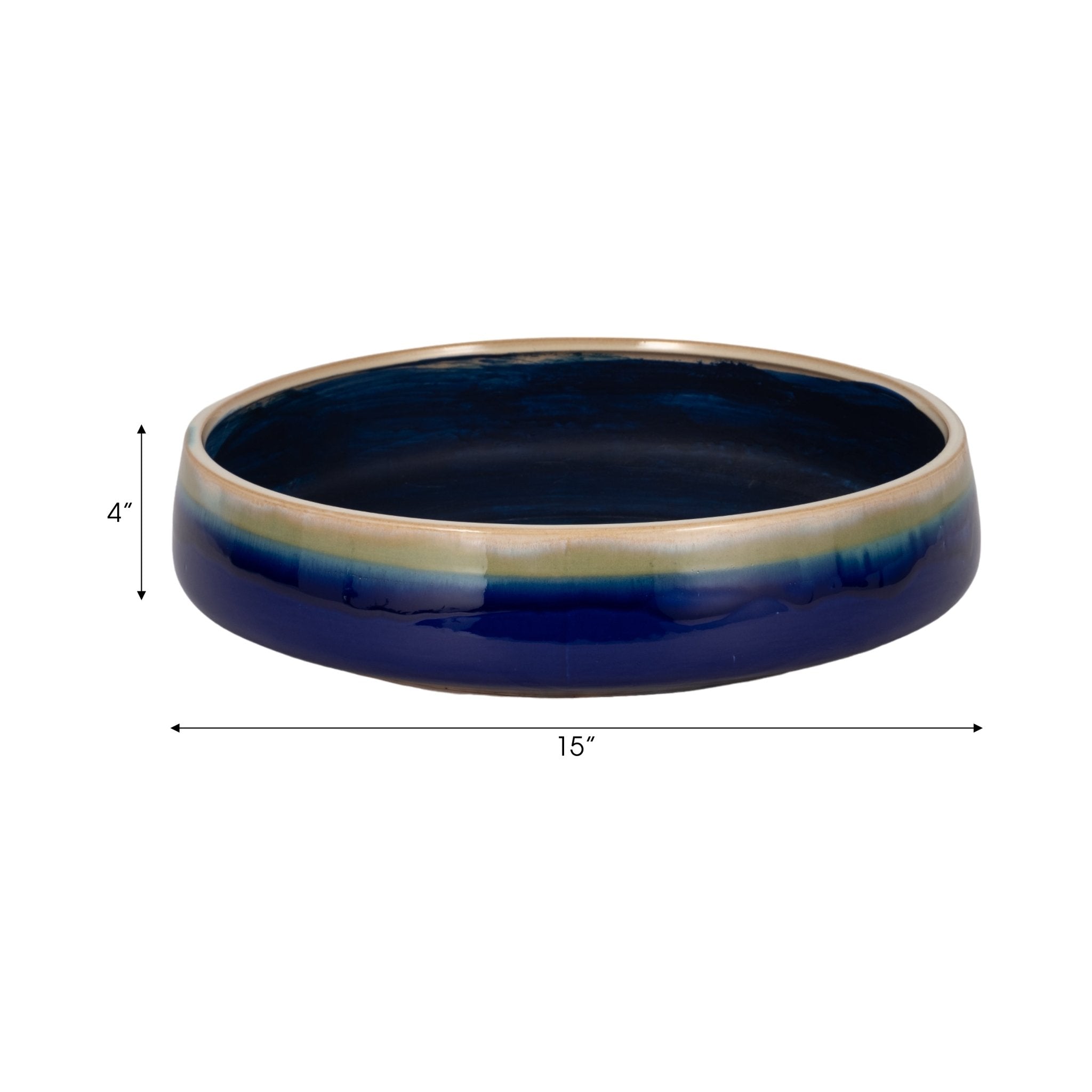 15" Reactive Succulent Planter Bowl, Blue/white Planter| Sagebrook Home