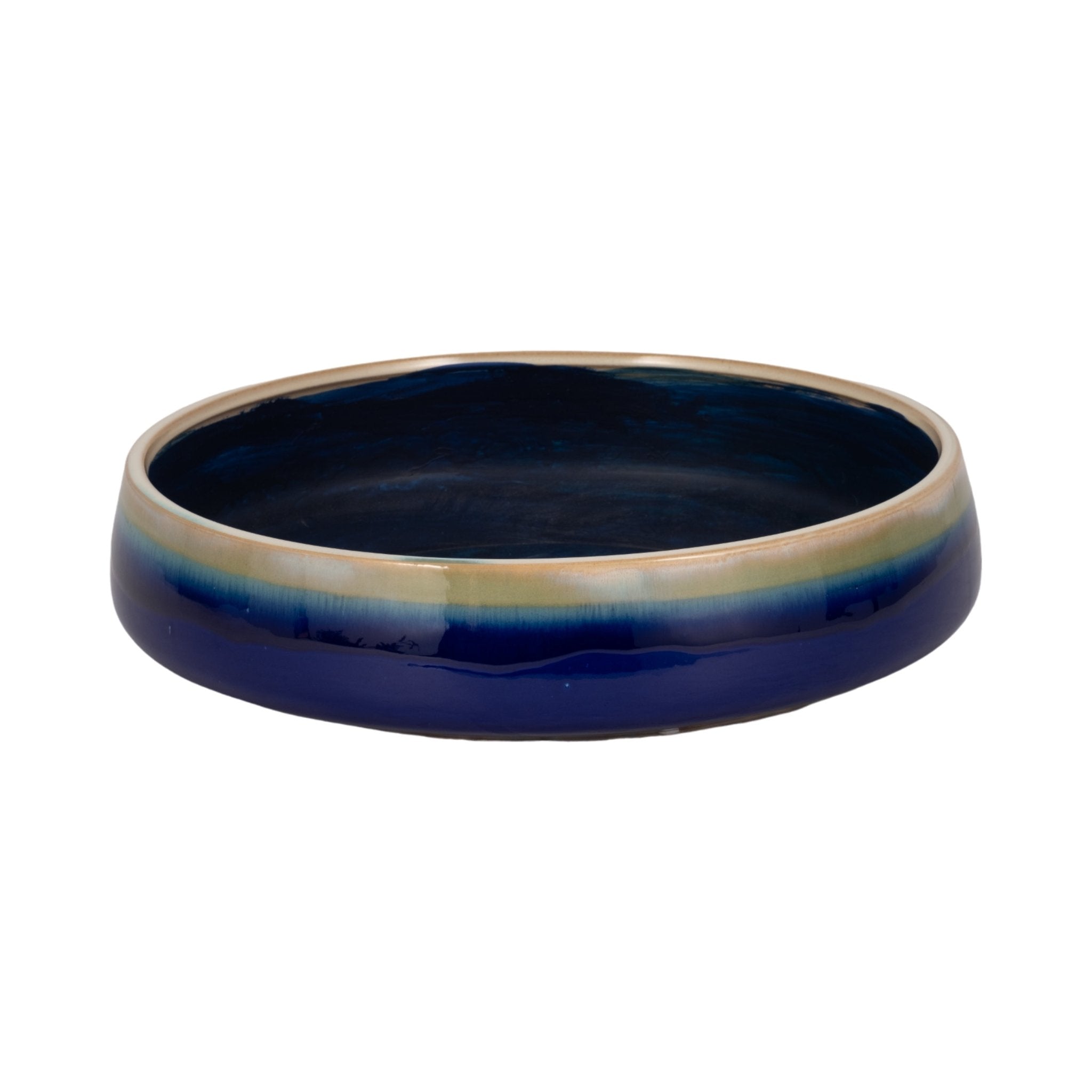 15" Reactive Succulent Planter Bowl, Blue/white Planter| Sagebrook Home