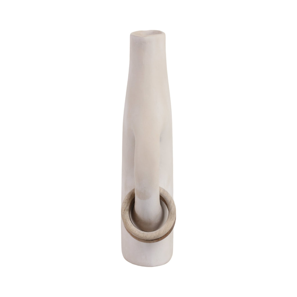 15" SAMIRAH LARGE VASE W/ WOOD RINGS, BRWN/WHT WSH Vases and Jars| Sagebrook Home