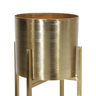 S/2 METAL 38/47" METAL PLANTER ON STAND, GOLD/GOLD