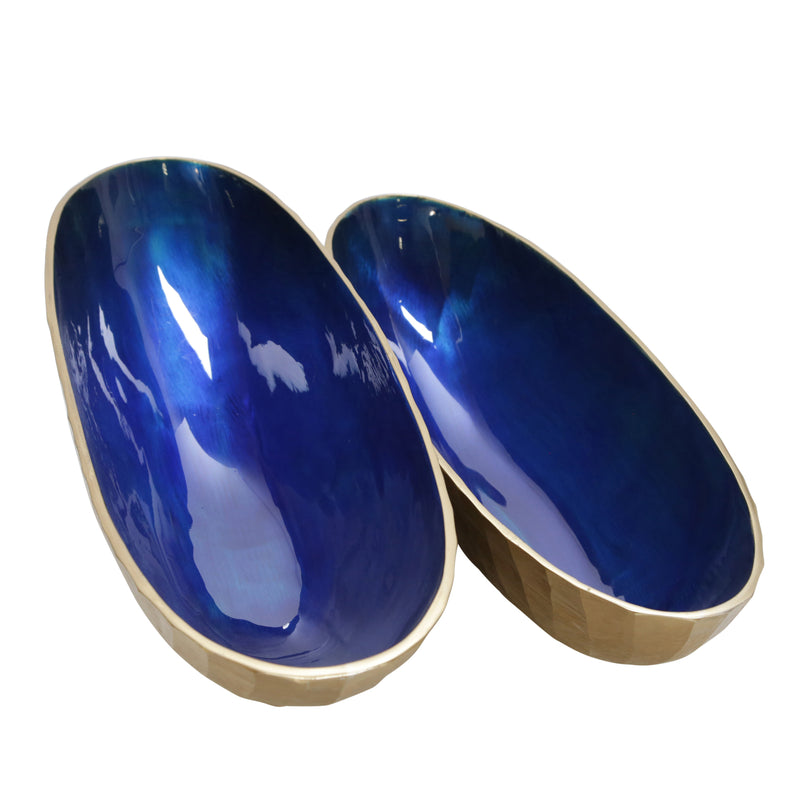 S/2 ALUMINUM 22/24 OVAL BOWL, CHAMPAGNE GOLD