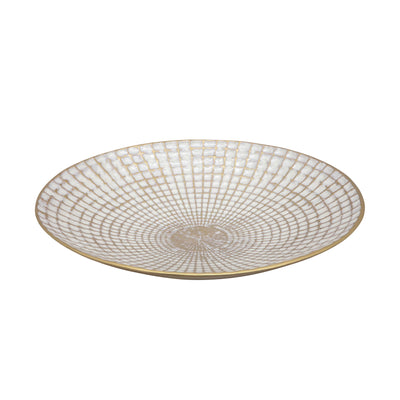 S/2 METAL 18/21" ROUND PLATES, IVORY/CHAMPAGNE