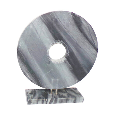 MARBLE 18"H DISK W/ BASE, GRAY