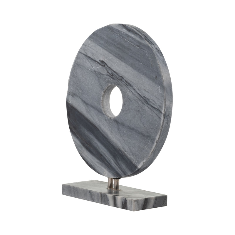 MARBLE 6" DISK W/ BASE, GRAY