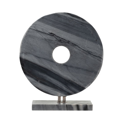MARBLE 6" DISK W/ BASE, GRAY