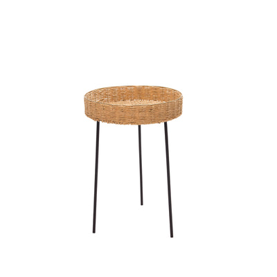 RATTAN 24H ROUND ACCENT TABLE, BROWN