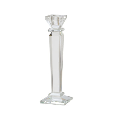 GLASS 9" CANDLE HOLDER, CLEAR