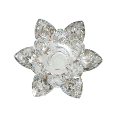 GLASS 9 LOTUS CANDLE HOLDER, SILVER