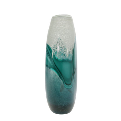 GLASS 17H VASE, GREEN MIX