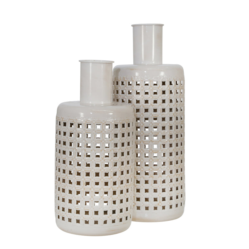 METAL 13 CUT-OUT JAR, WHITE