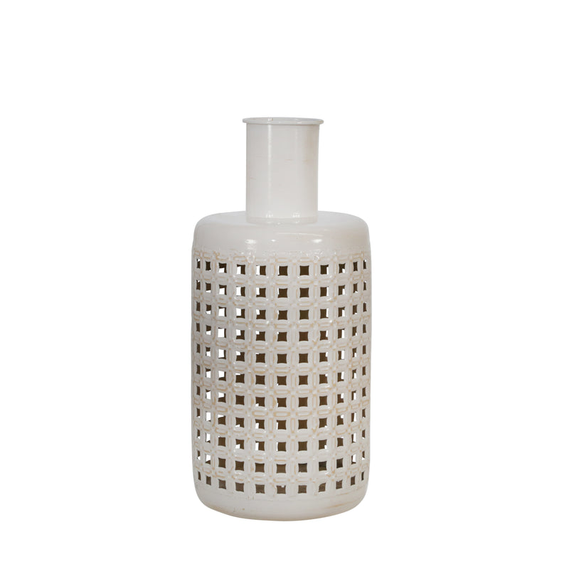 METAL 13 CUT-OUT JAR, WHITE