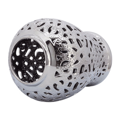 CERAMIC 18 CUT-OUT TEMPLE JAR, SHINY SILVER