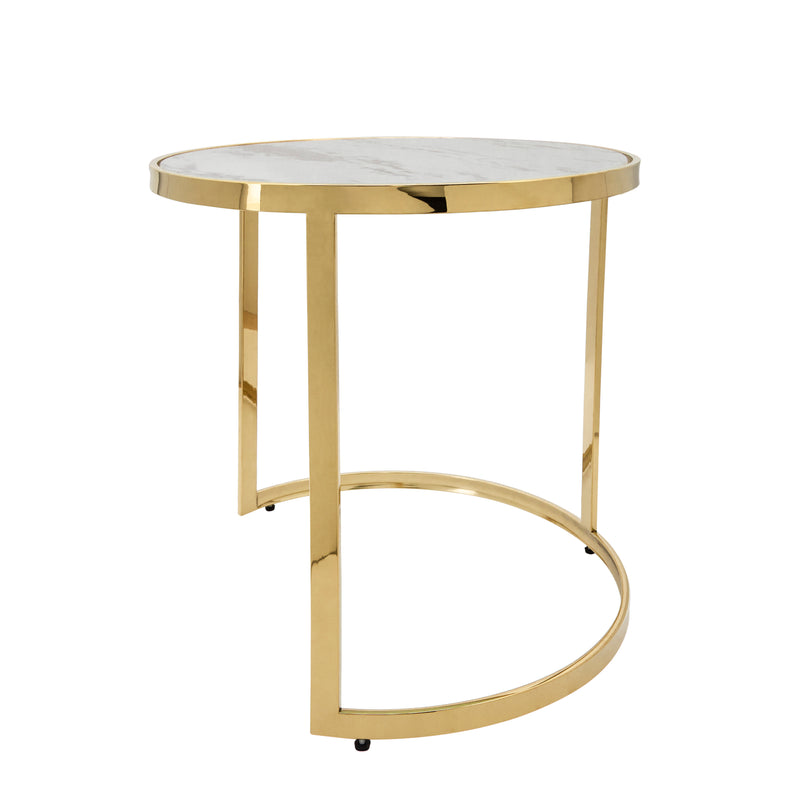 S/2 METAL ROUND SIDE TABLE, GOLD