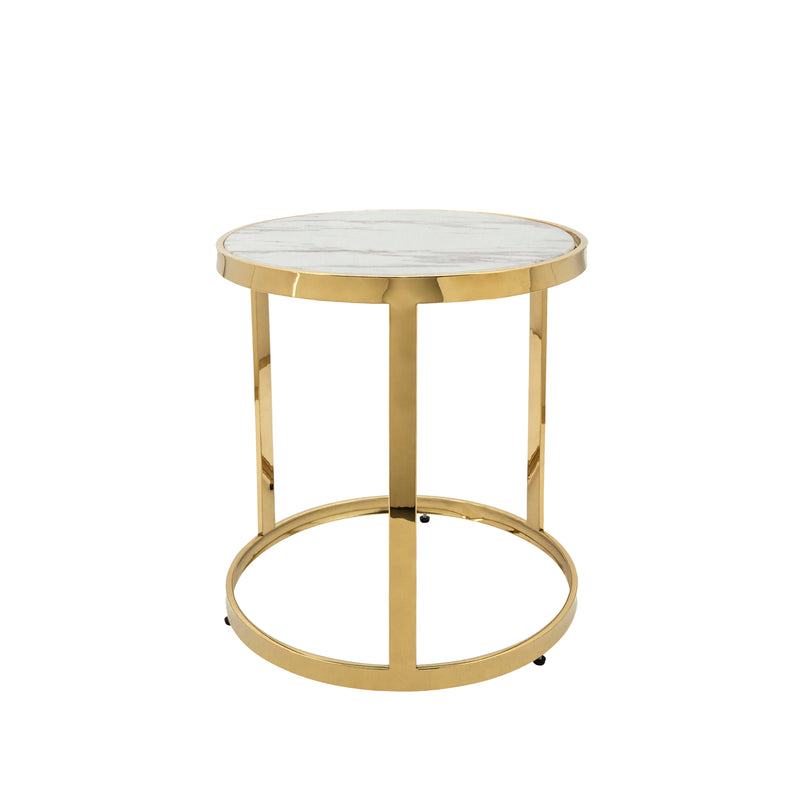 S/2 METAL ROUND SIDE TABLE, GOLD