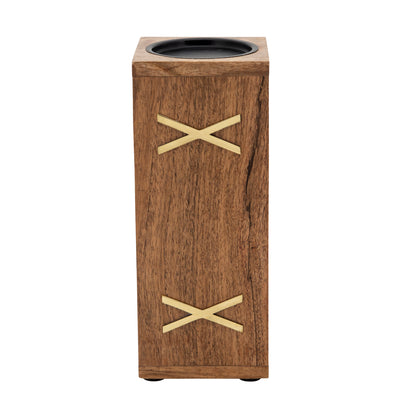 WOOD 10 PILLAR HOLDER, BROWN