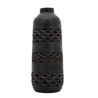 WOOD 15 STAINED VASE, BLACK
