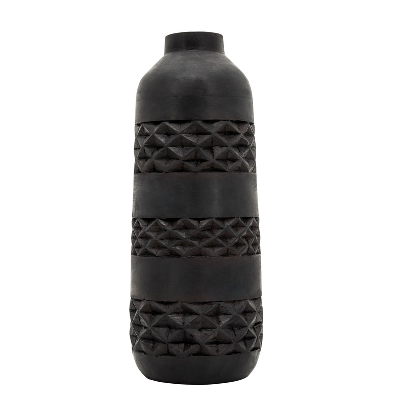 WOOD 15 STAINED VASE, BLACK