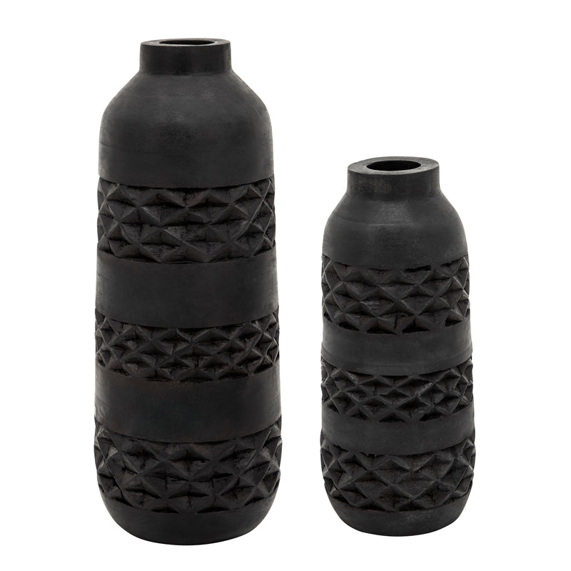 WOOD 15 STAINED VASE, BLACK