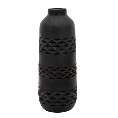 WOOD 15 STAINED VASE, BLACK
