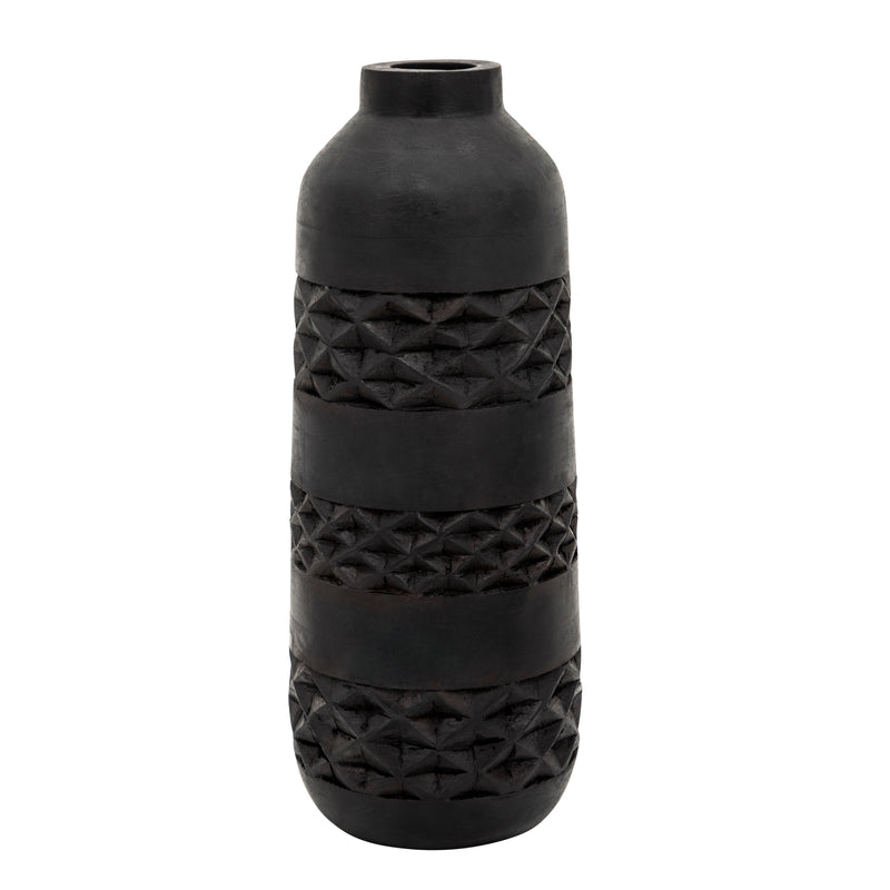 WOOD 15 STAINED VASE, BLACK