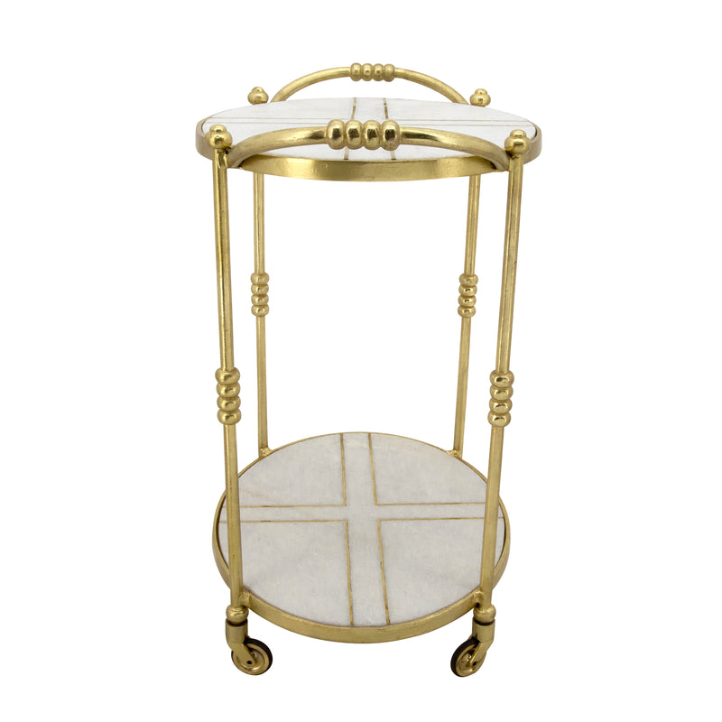 28" ROLLING OVAL BAR CART, GOLD