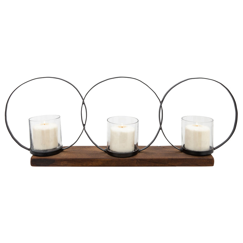 28" 3-CANDLE HOLDERS, BROWN