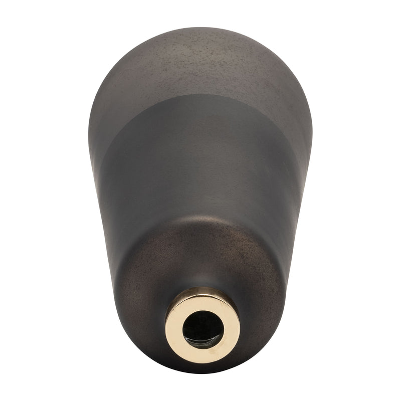 GLASS,14H VASE W/RING, BRONZE