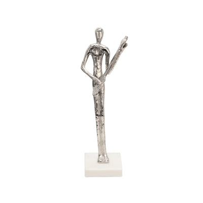 15 GUITAR MUSICIAN ON MARBLE BASE, SILVER