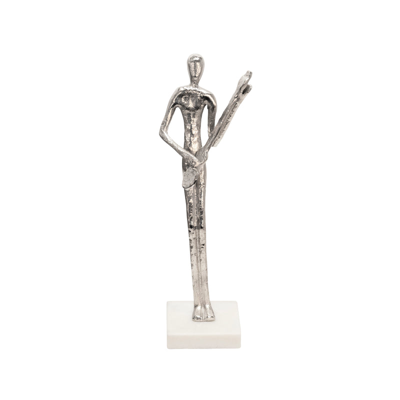 15 GUITAR MUSICIAN ON MARBLE BASE, SILVER